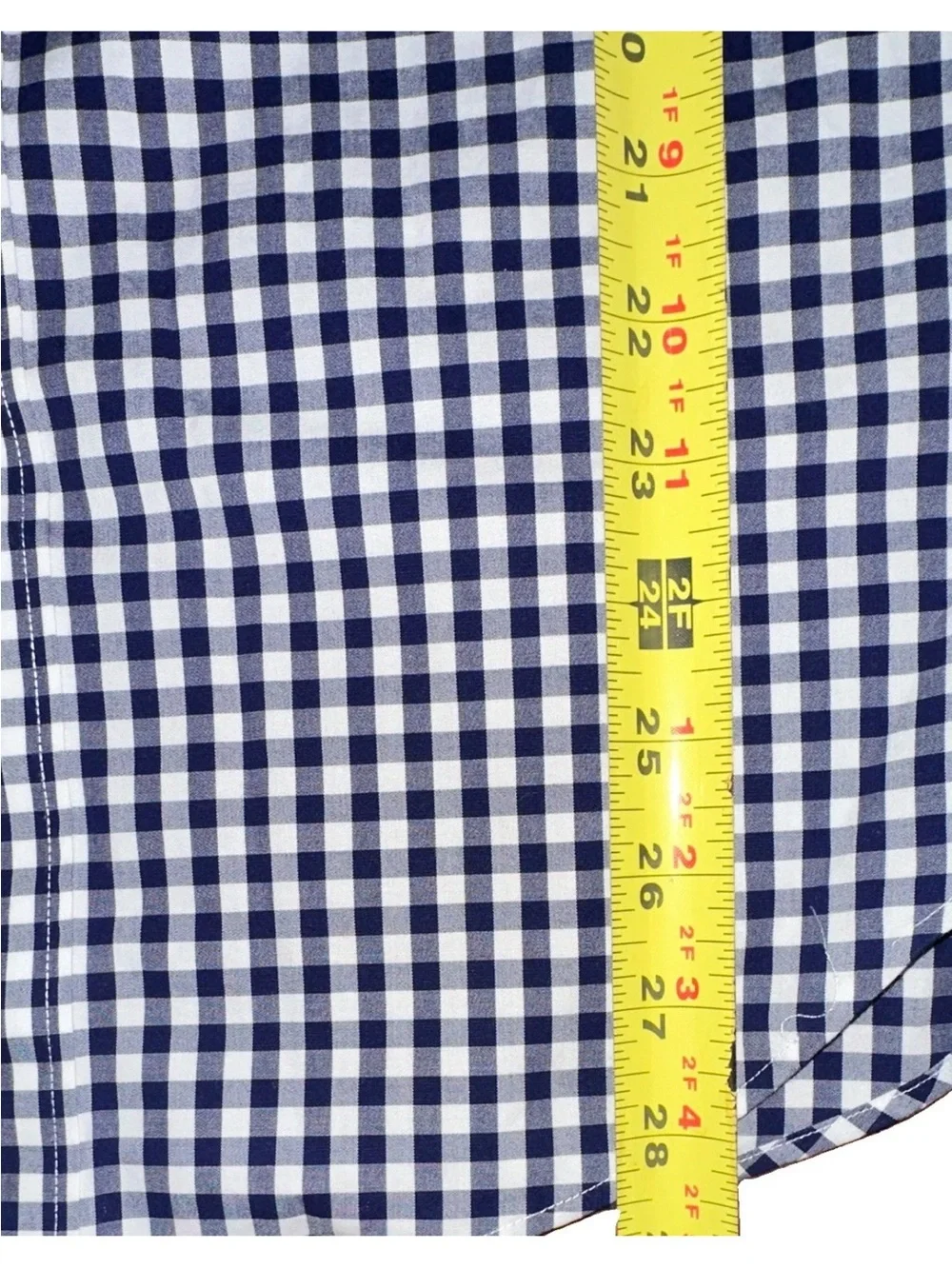 J.CREW Thompson Gingham Dress Shirt Blue White Stretch 15-15.5 32/33 M Button Up